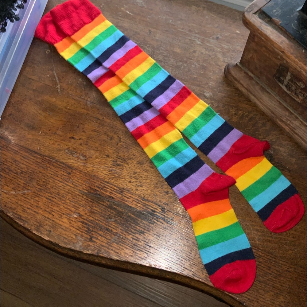 Y2K Unisex Rainbow-Striped Socks Sz OS - Picture 5 of 7